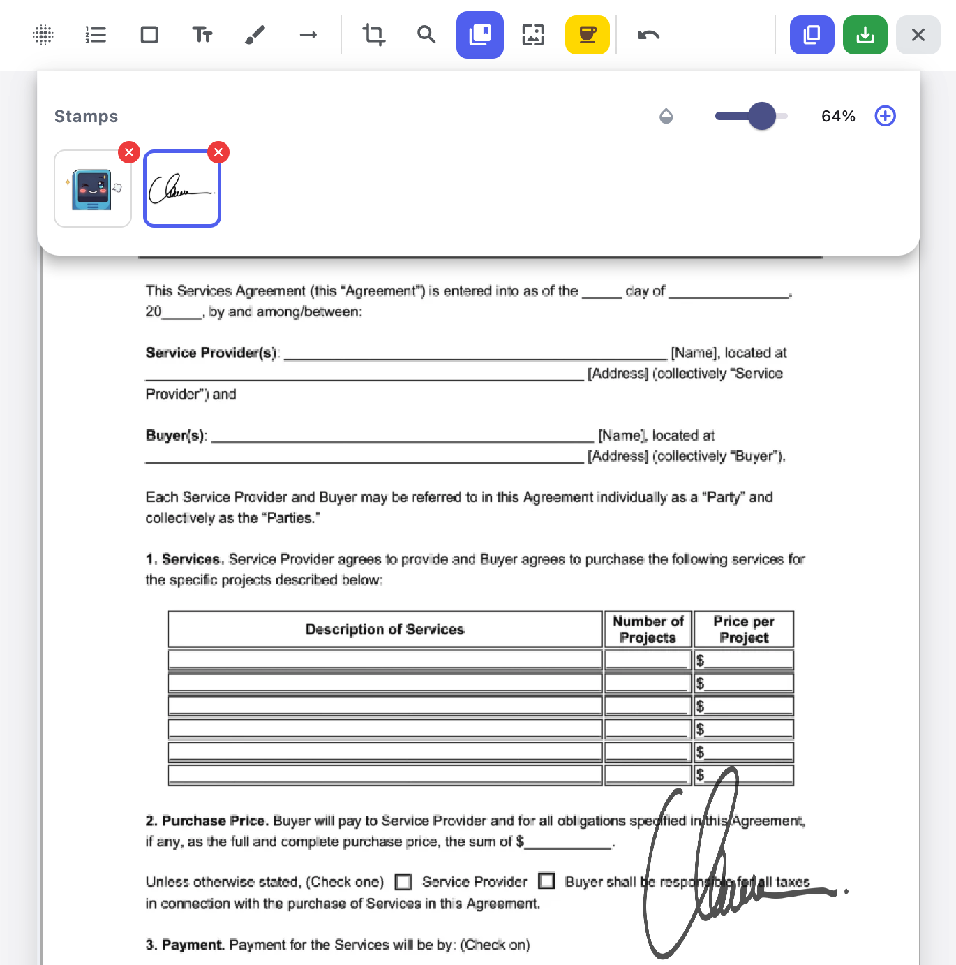 Stamps and Watermarks feature